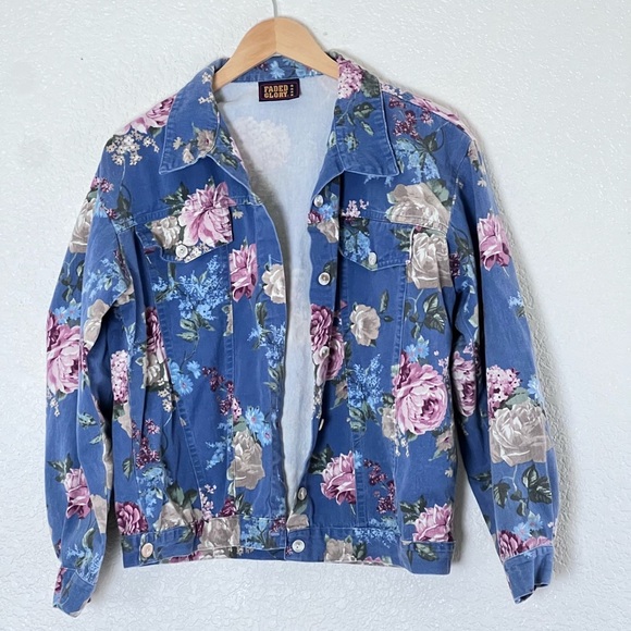 Faded Glory | Vintage floral denim jacket button front jean jacket size … - Picture 1 of 9